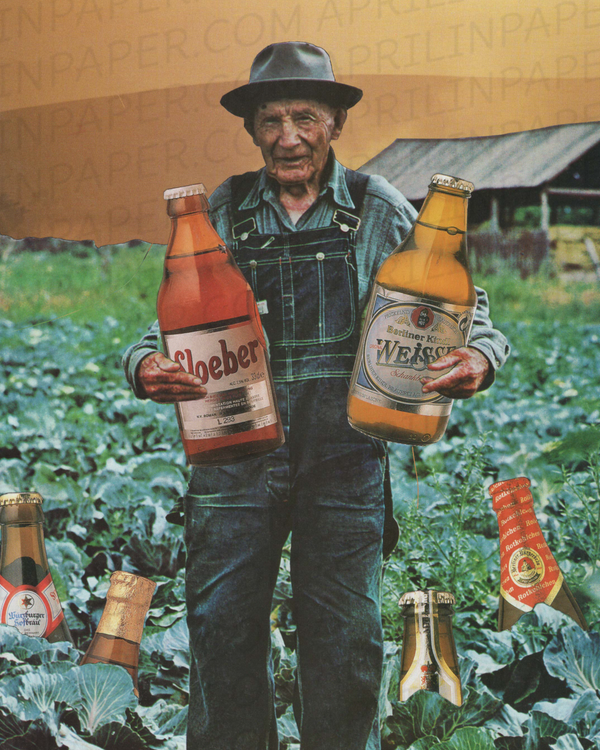 Beer Farm PRINT of hand cut collage