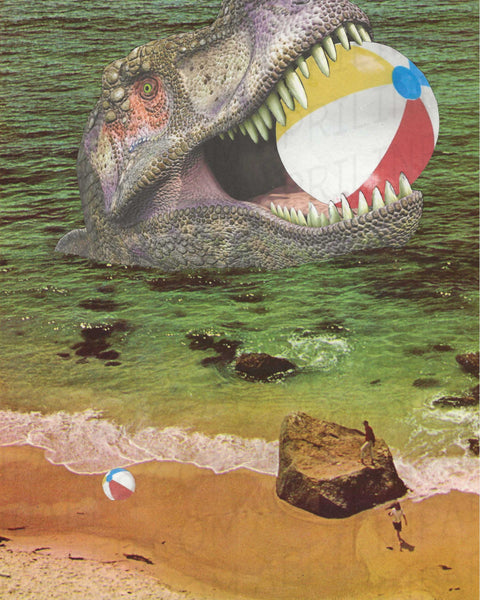 Can I Play? Print of hand cut collage