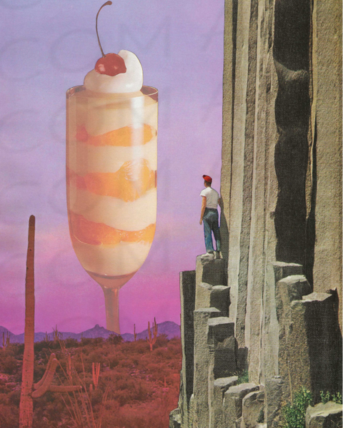 Dessert View print of hand cut collage