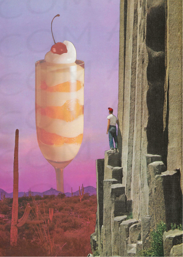 Dessert View print of hand cut collage