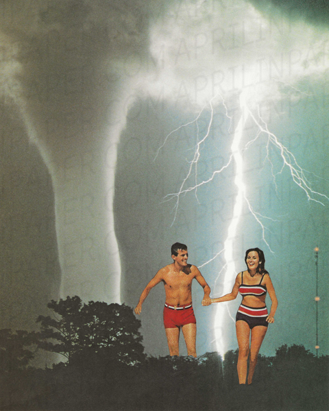 Stormy Romance print of hand cut collage