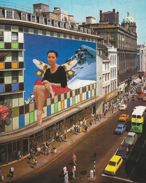 Ballerina Window print of hand cut collage
