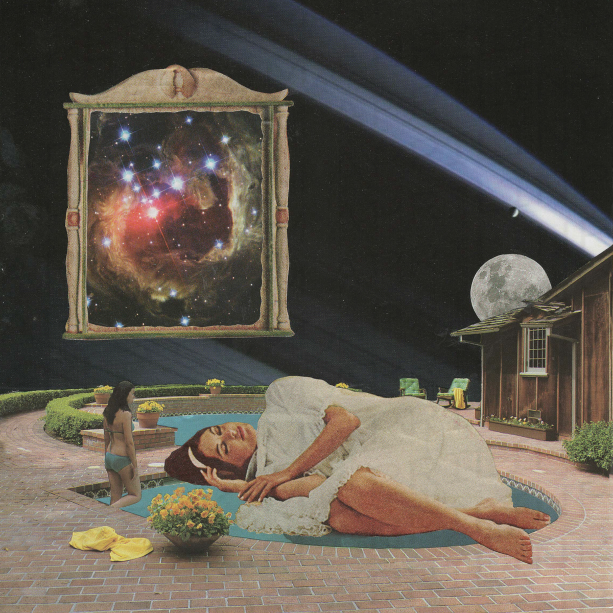 Napping at the Pool – Print of Hand-Cut Surreal Collage Art