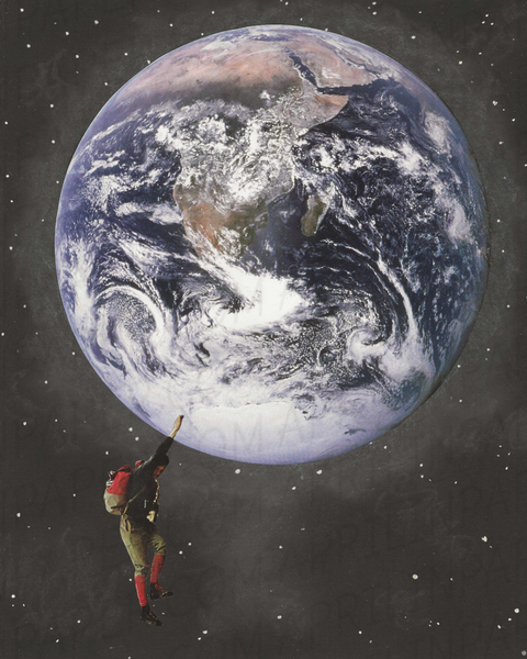 Defection print of hand cut collage