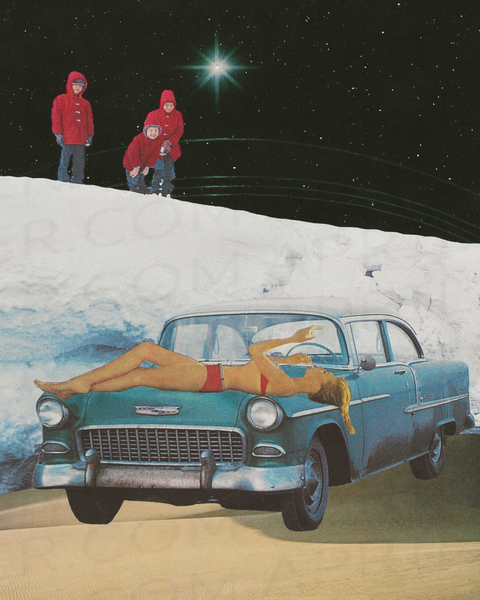 Hot and Cold print of hand cut collage