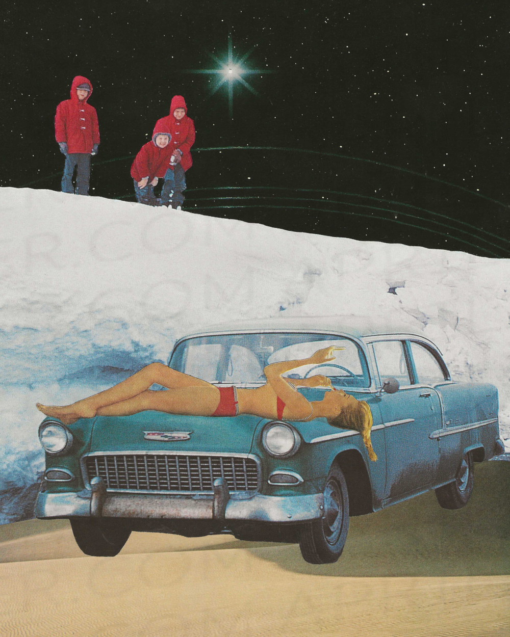 Hot and Cold print of hand cut collage