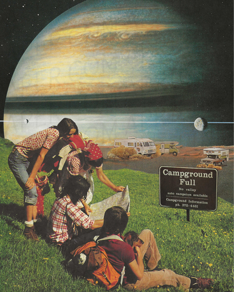 Campground Full print of hand cut collage
