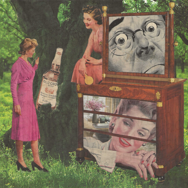 Judgement print of hand cut collage