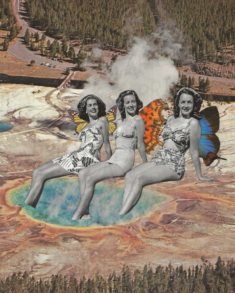 Hot Springs Girls print of hand cut collage