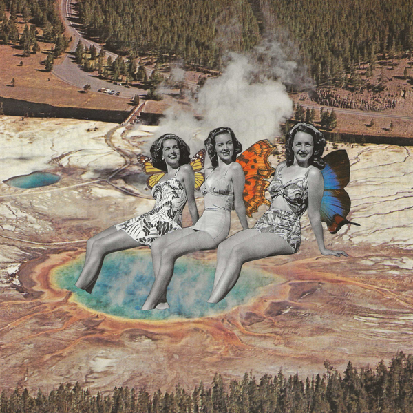 Hot Springs Girls print of hand cut collage