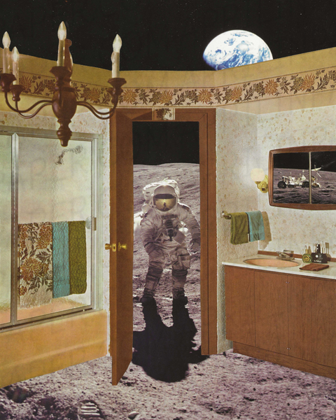 Lunar Loo print of hand cut collage